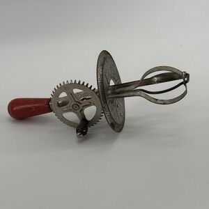 A&J Antique Hand Crank Egg Beater Whisk Made in USA Kitchen Gadget